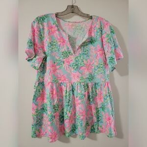 Lilly Pulitzer Pastel Floral Top in Pink and Mint